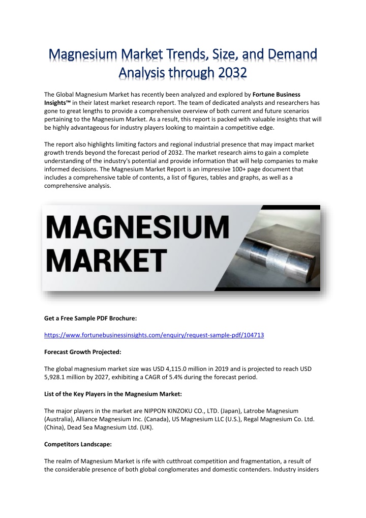 magnesium market trends size and demand magnesium