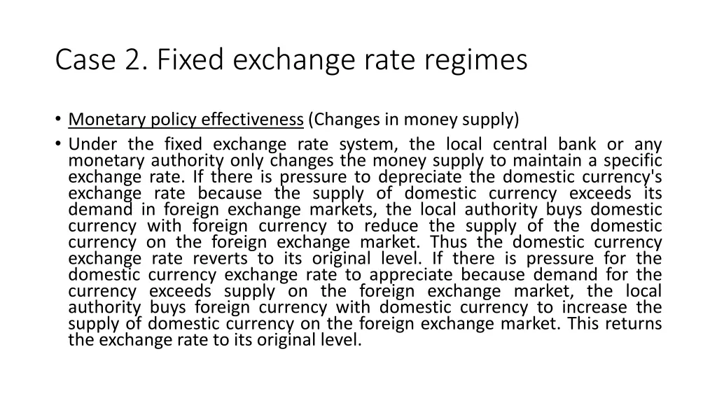 case 2 fixed exchange rate regimes