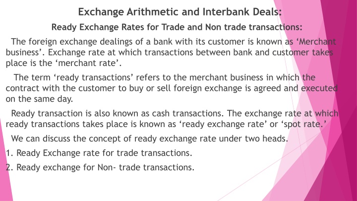 exchange arithmetic and interbank deals ready
