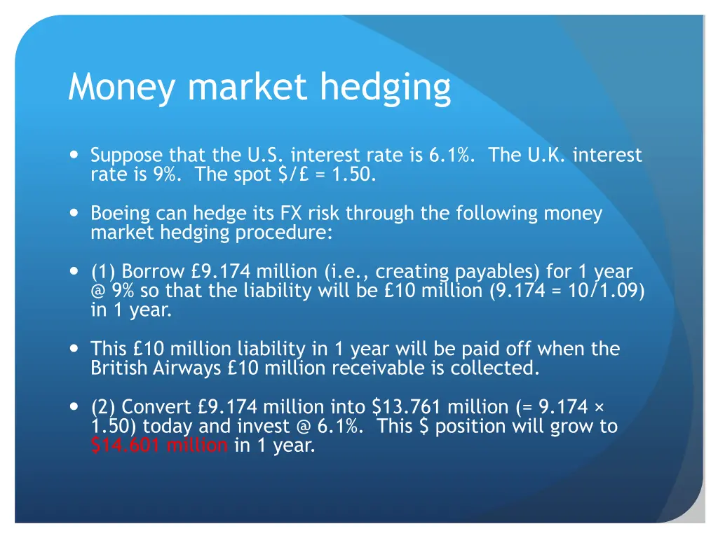 money market hedging