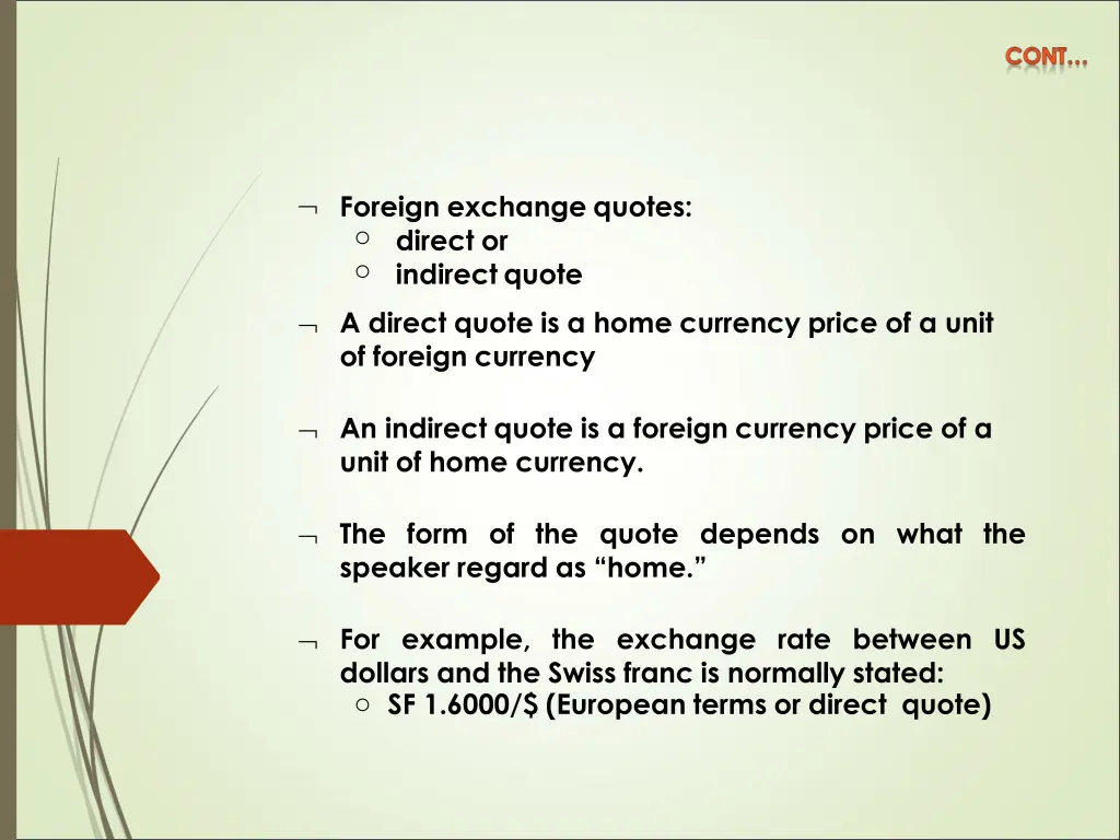 foreign exchange quotes o o indirect quote