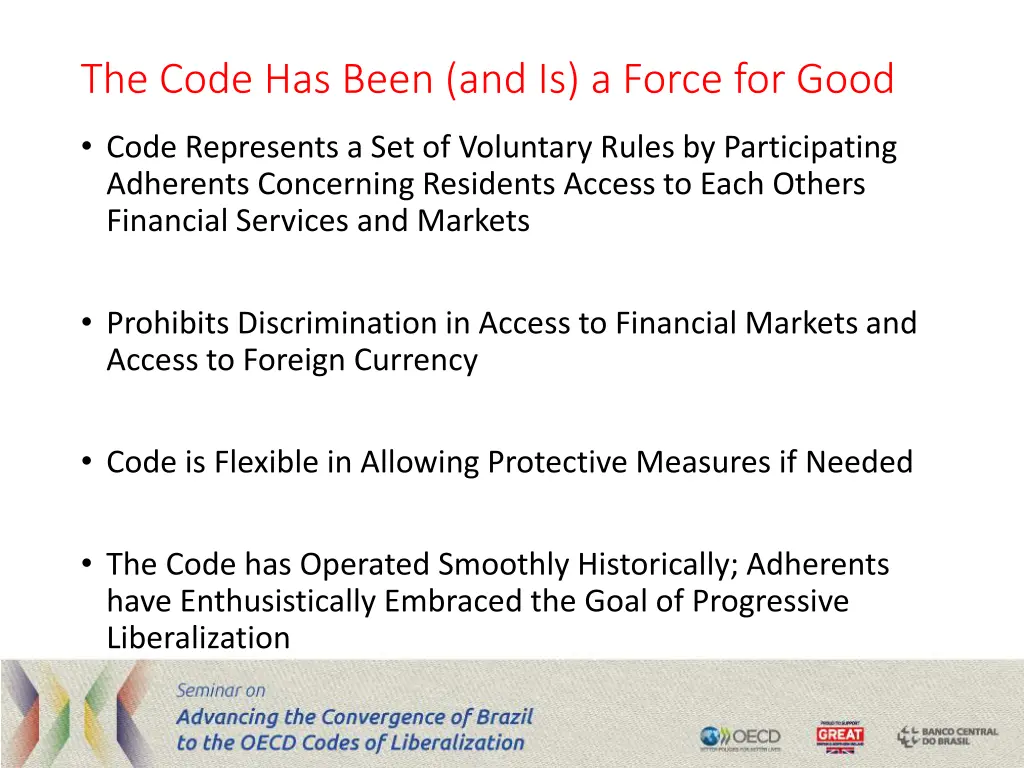 the code has been and is a force for good