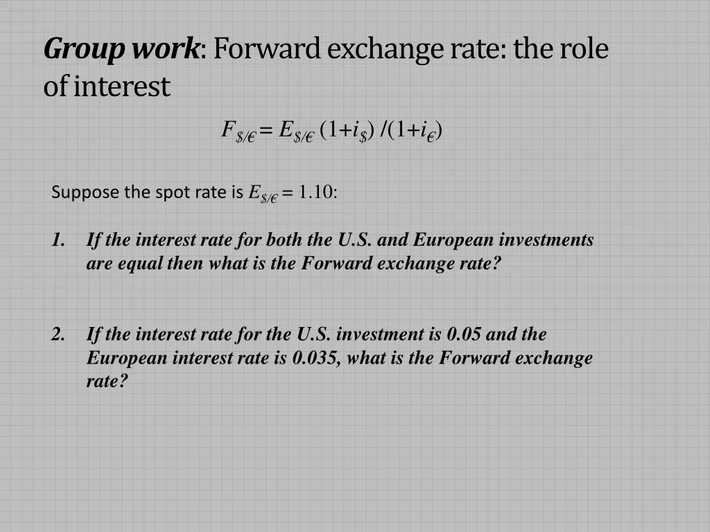 group work forward exchange rate the role