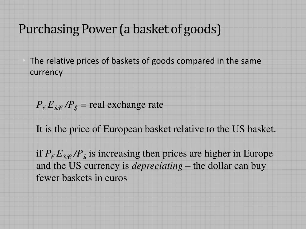 purchasing power a basket of goods