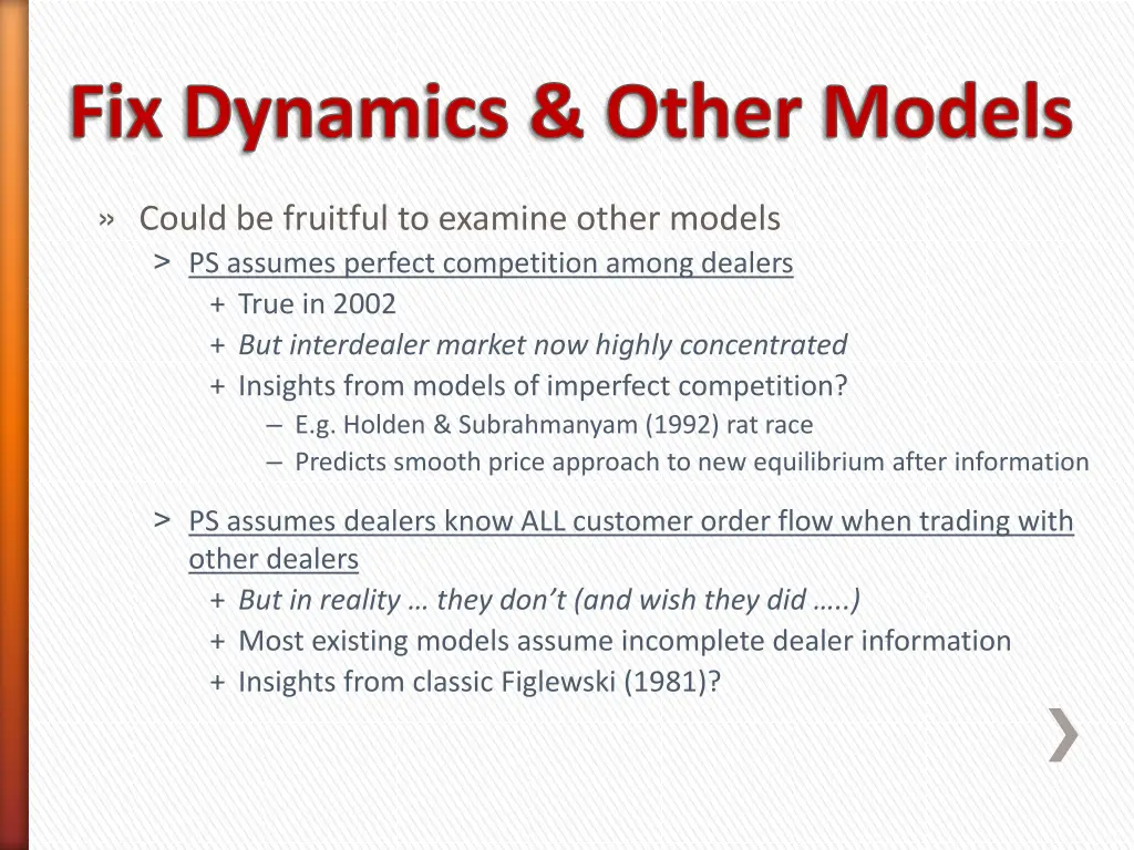 fix dynamics other models