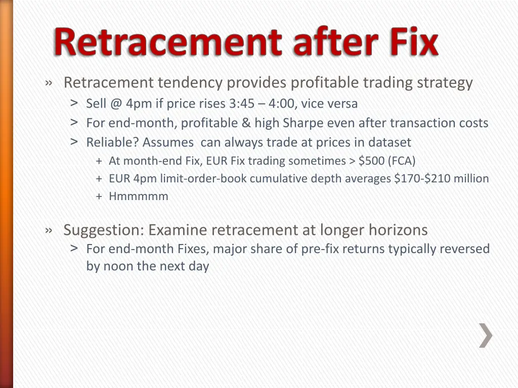 retracement after fix