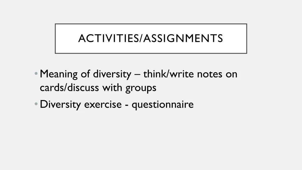 activities assignments
