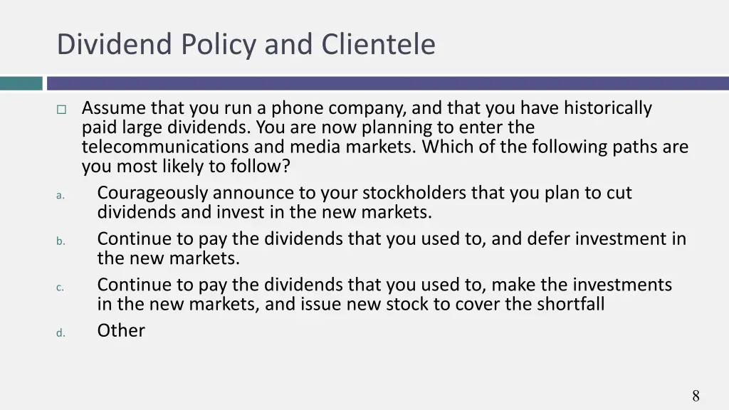 dividend policy and clientele