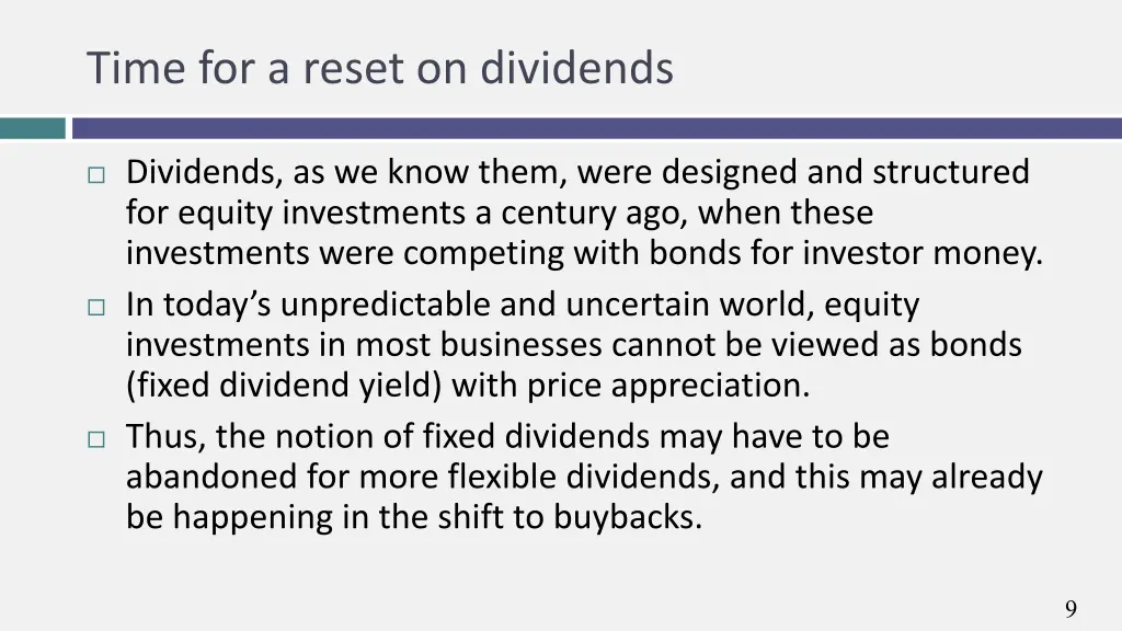 time for a reset on dividends