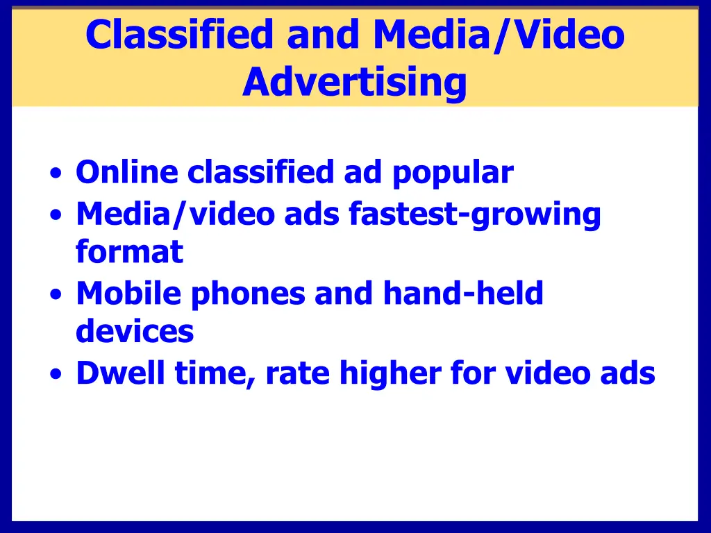 classified and media video advertising