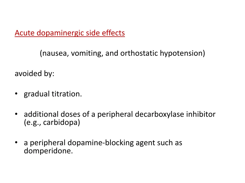 acute dopaminergic side effects