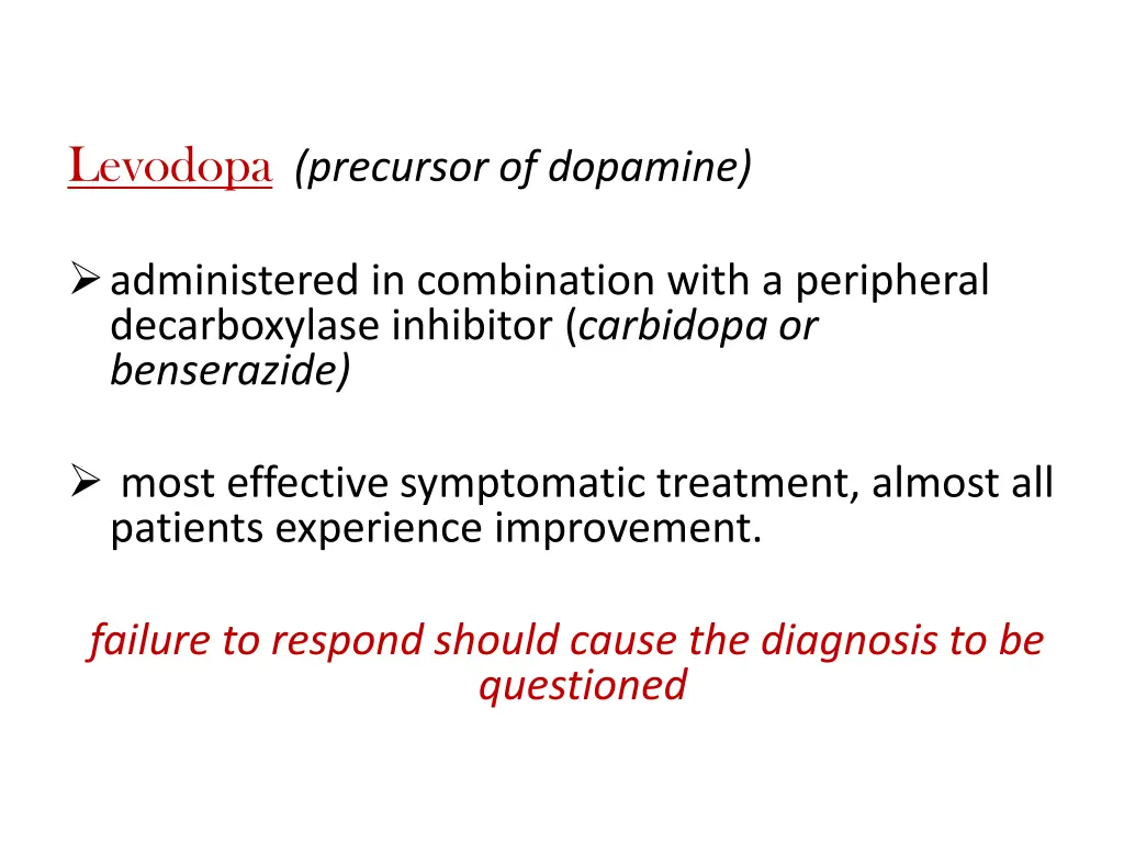 levodopa precursor of dopamine