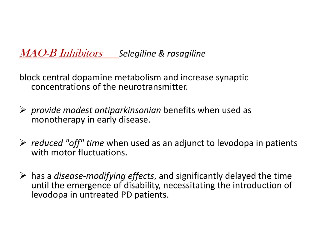 mao b inhibitors selegiline rasagiline