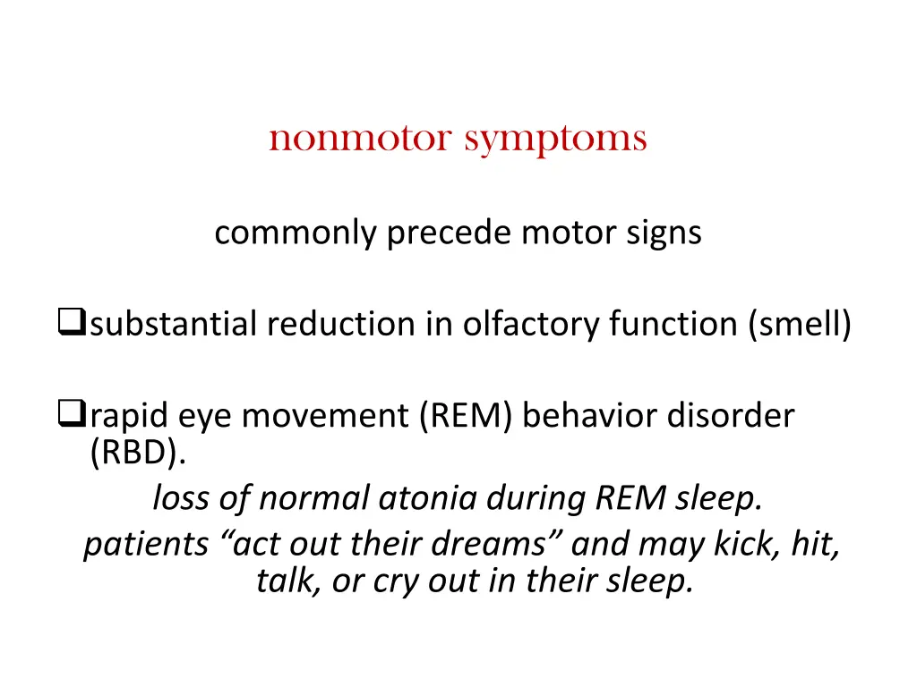 nonmotor symptoms