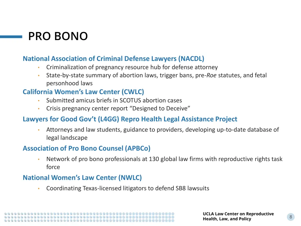 pro bono
