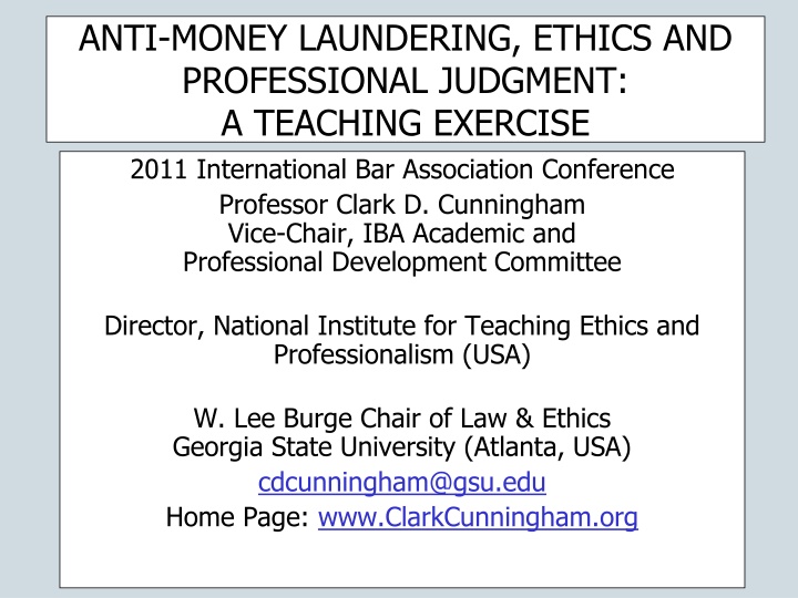 anti money laundering ethics and professional