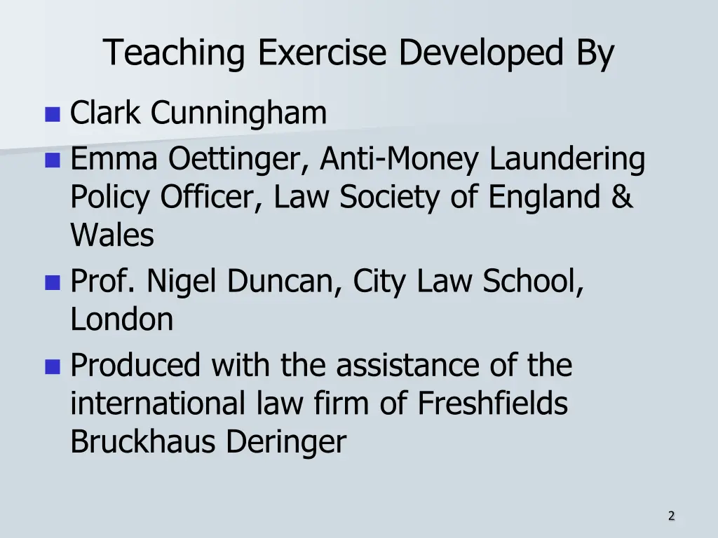 teaching exercise developed by