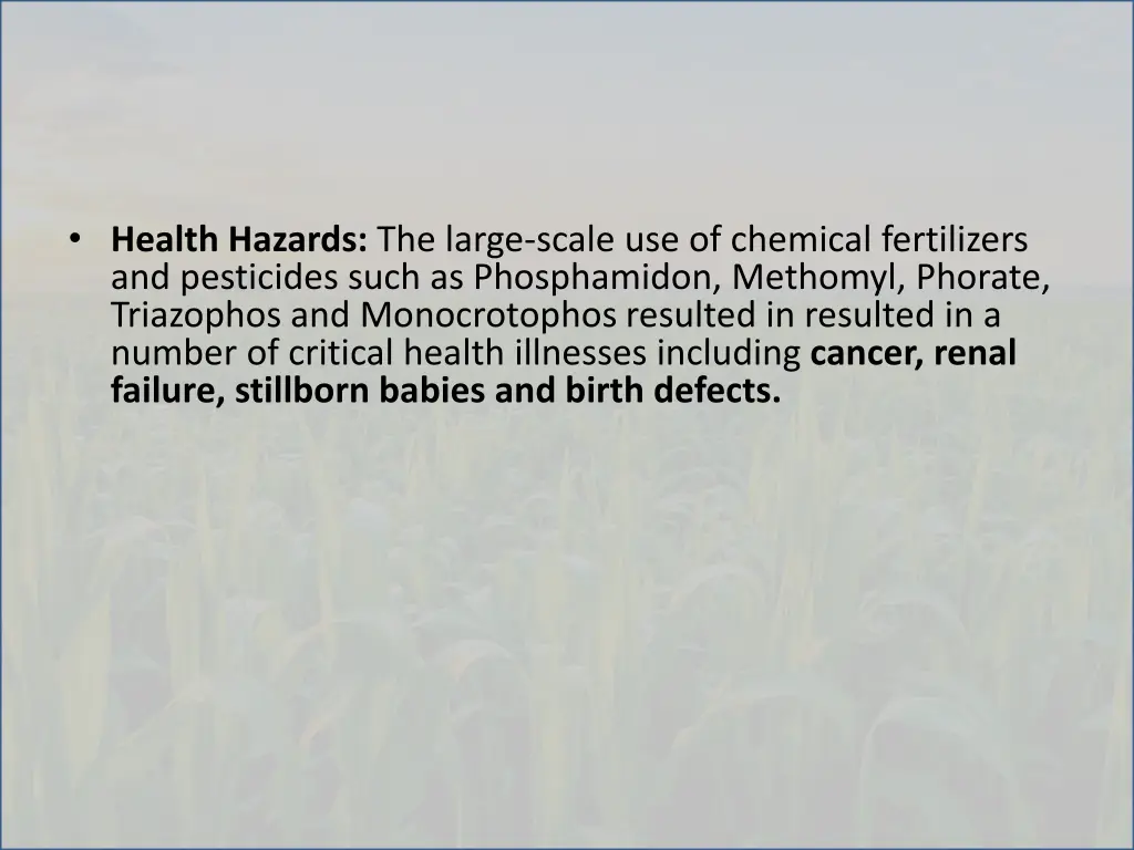 health hazards the large scale use of chemical