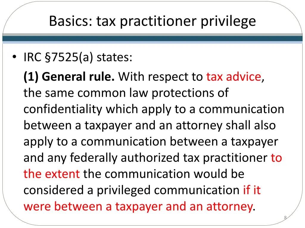 basics tax practitioner privilege 1