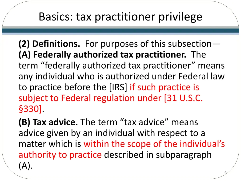 basics tax practitioner privilege 2
