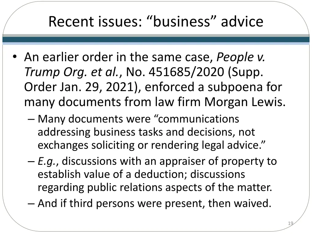 recent issues business advice