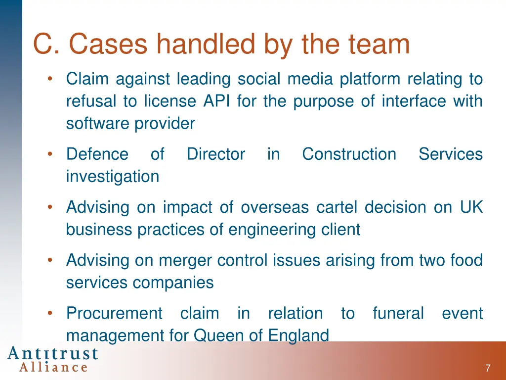 c cases handled by the team