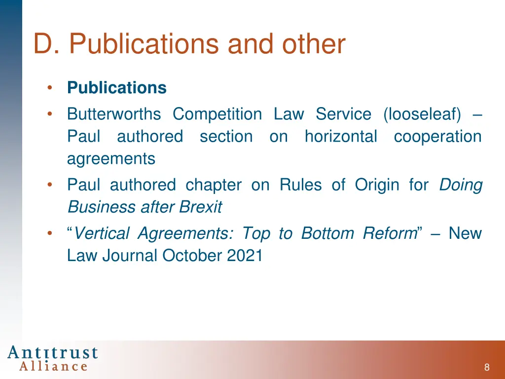 d publications and other