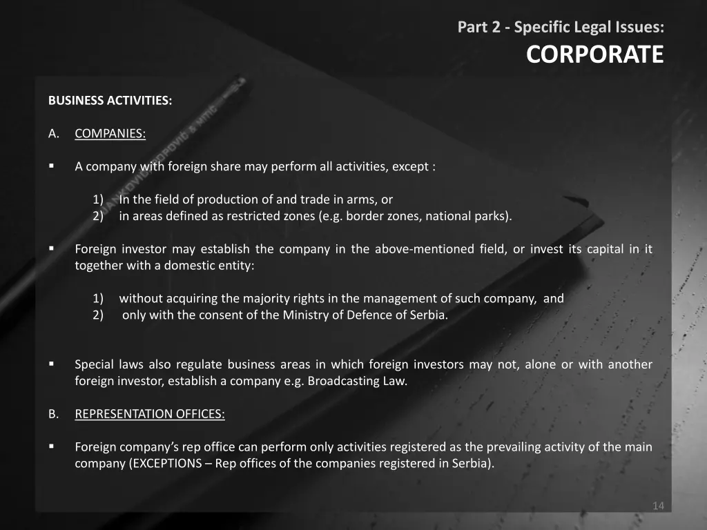 part 2 specific legal issues corporate 3
