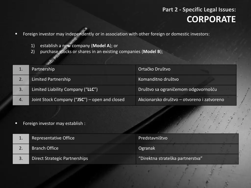part 2 specific legal issues corporate
