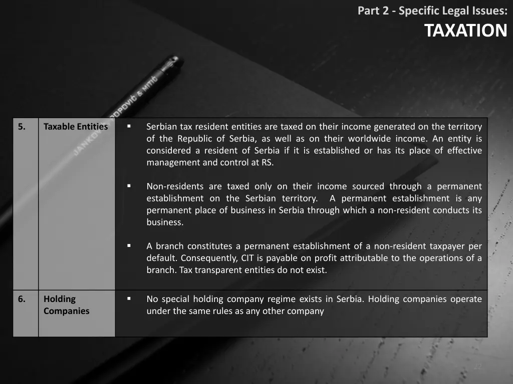 part 2 specific legal issues taxation 1