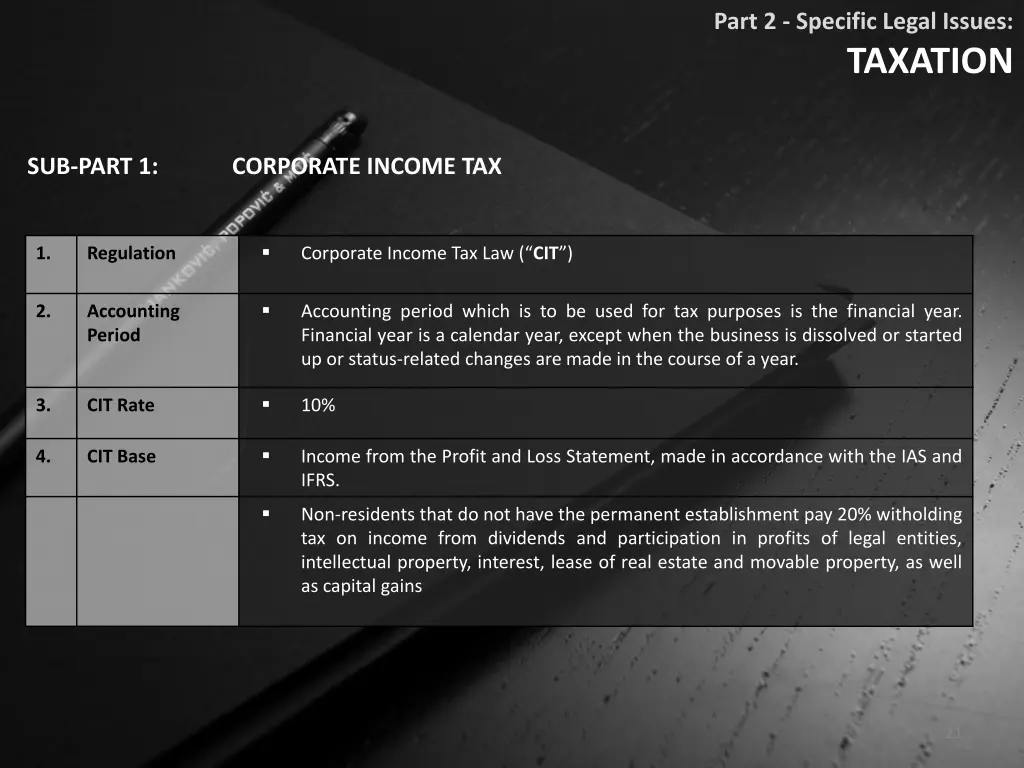 part 2 specific legal issues taxation