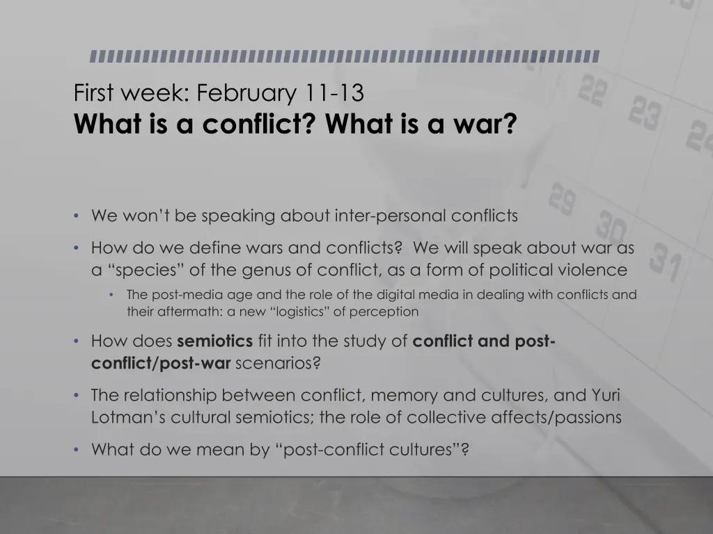 first week february 11 13 what is a conflict what