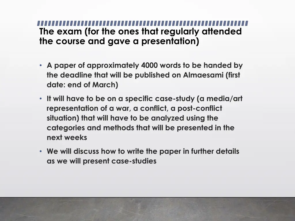 the exam for the ones that regularly attended
