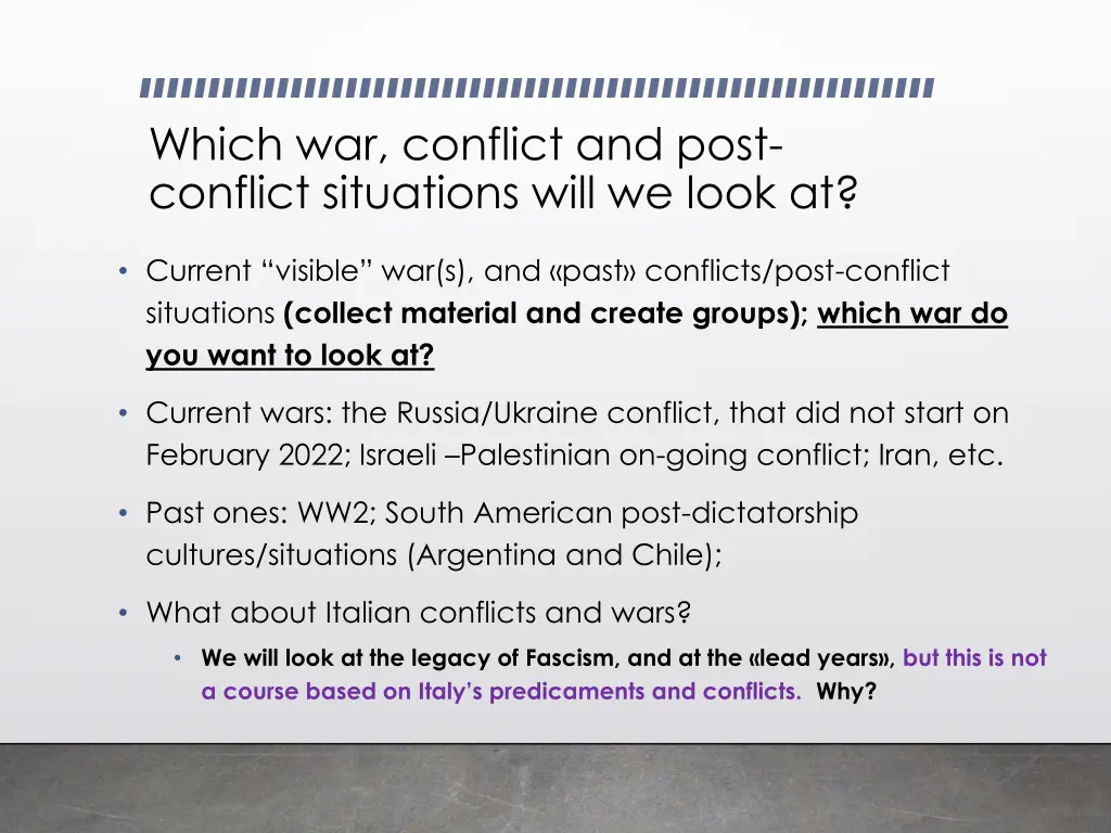 which war conflict and post conflict situations