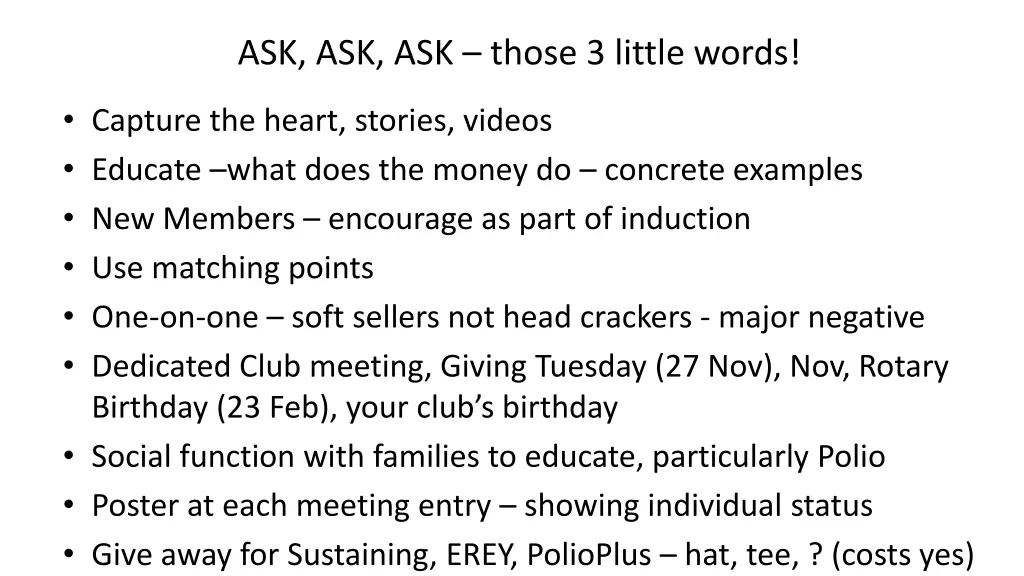 ask ask ask those 3 little words