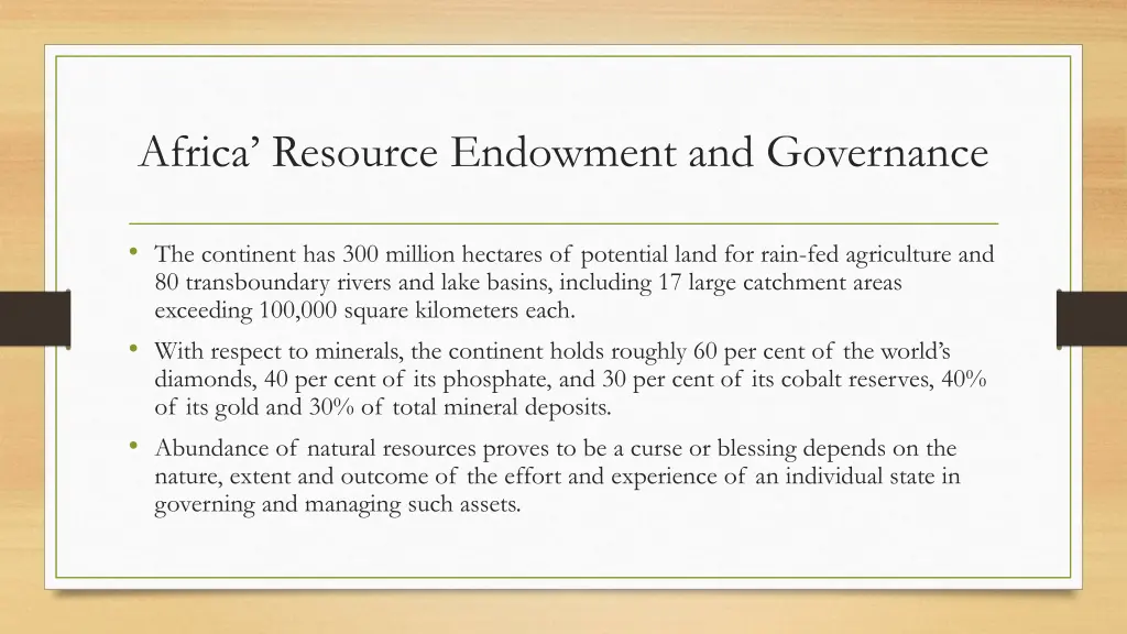africa resource endowment and governance