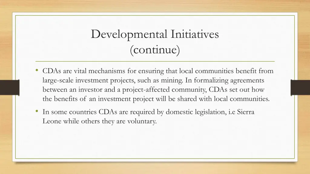 developmental initiatives continue 1