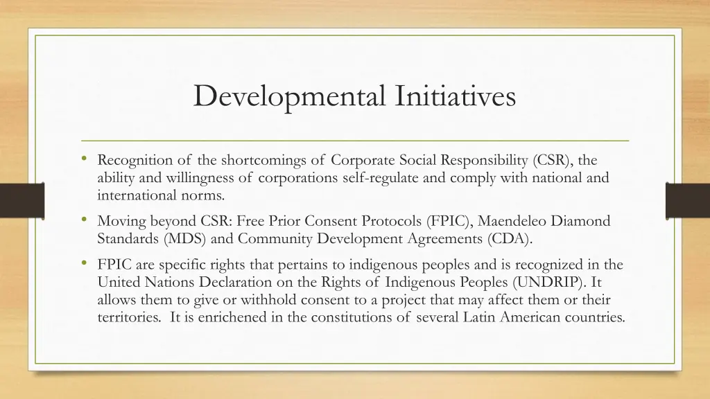 developmental initiatives