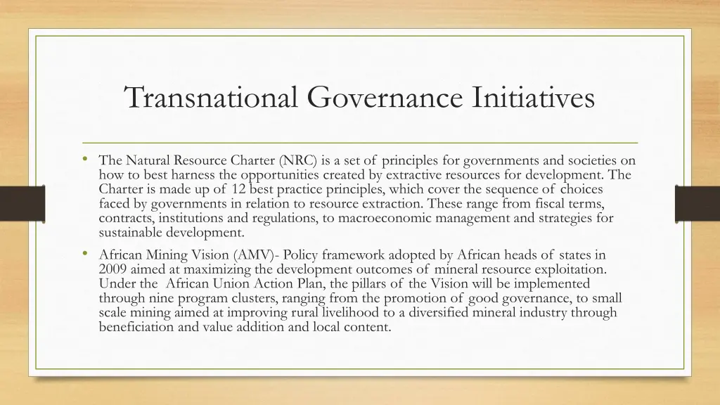 transnational governance initiatives