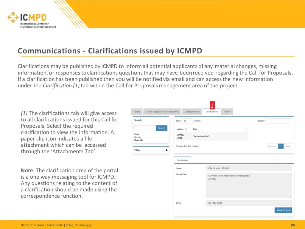 communications clarifications issued by icmpd