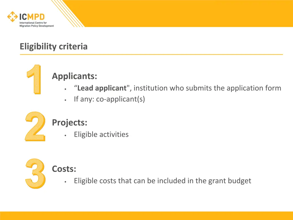 eligibility criteria 1 2 3