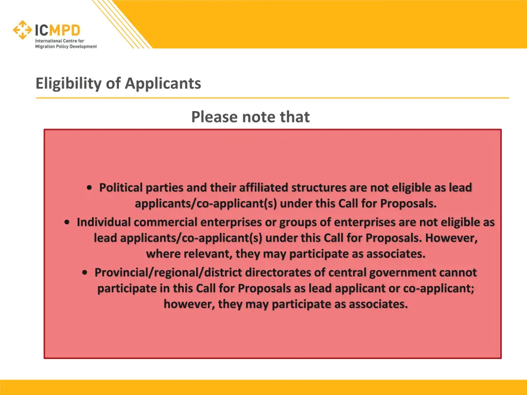 eligibility of applicants 1