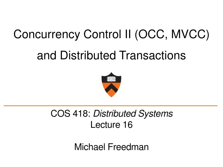 concurrency control ii occ mvcc