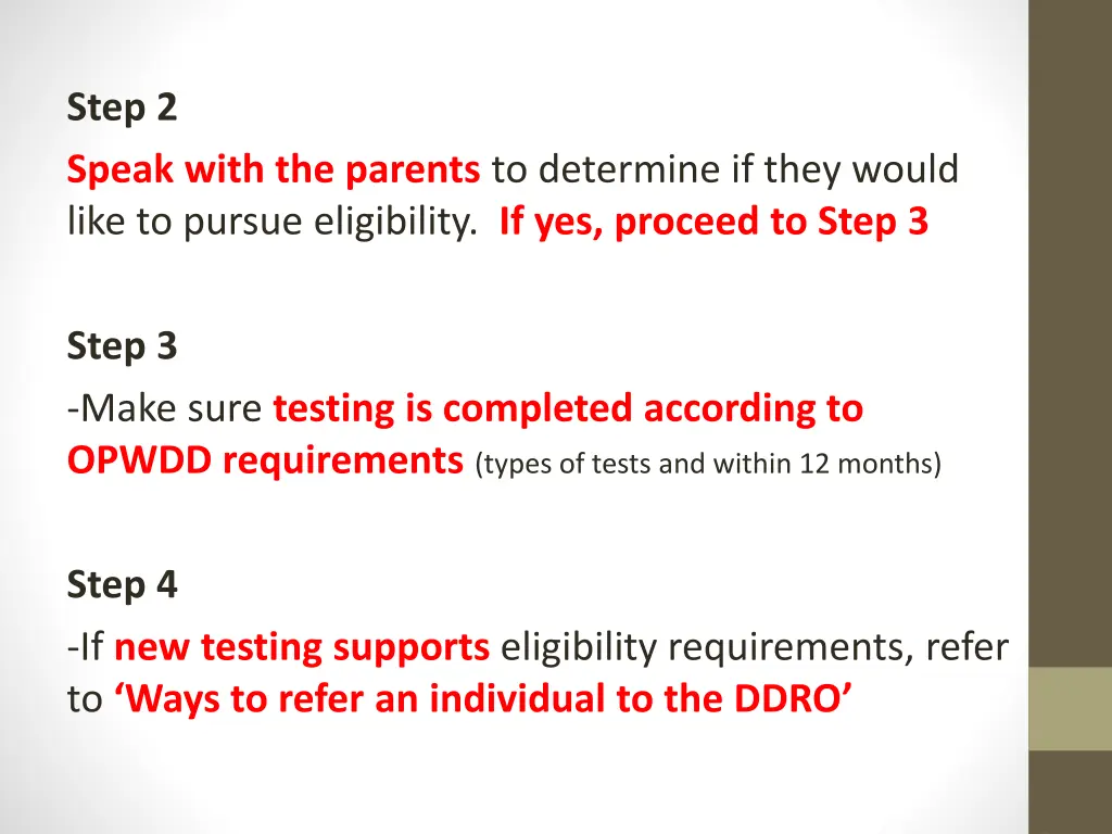 step 2 speak with the parents to determine