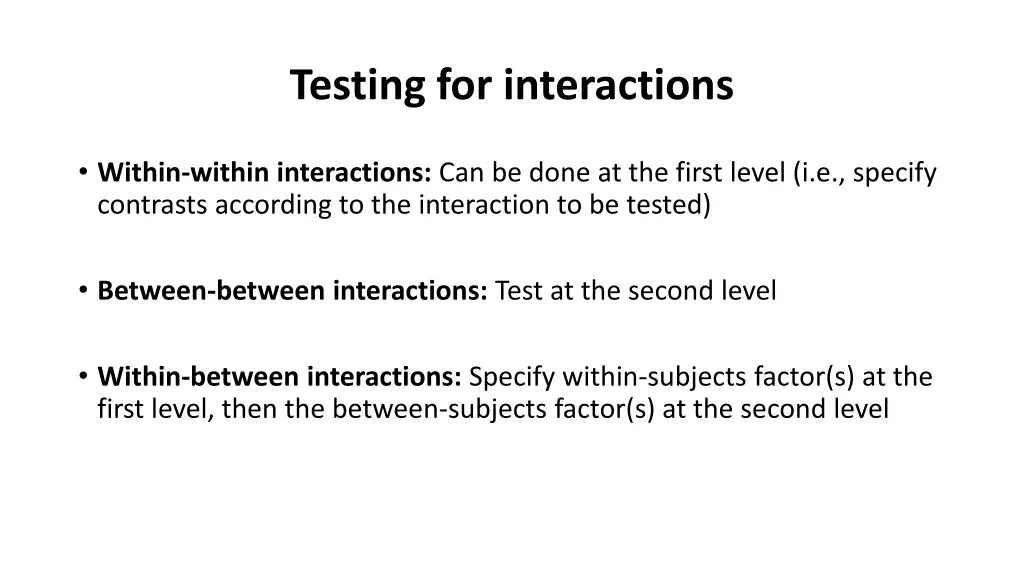 testing for interactions