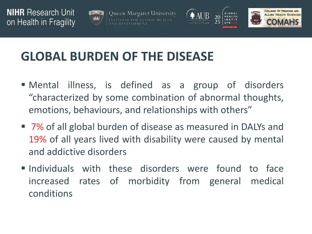 global burden of the disease