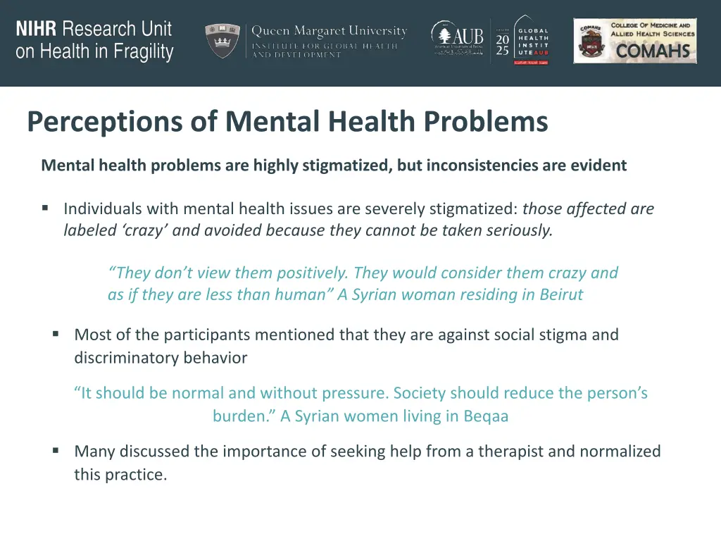 perceptions of mental health problems