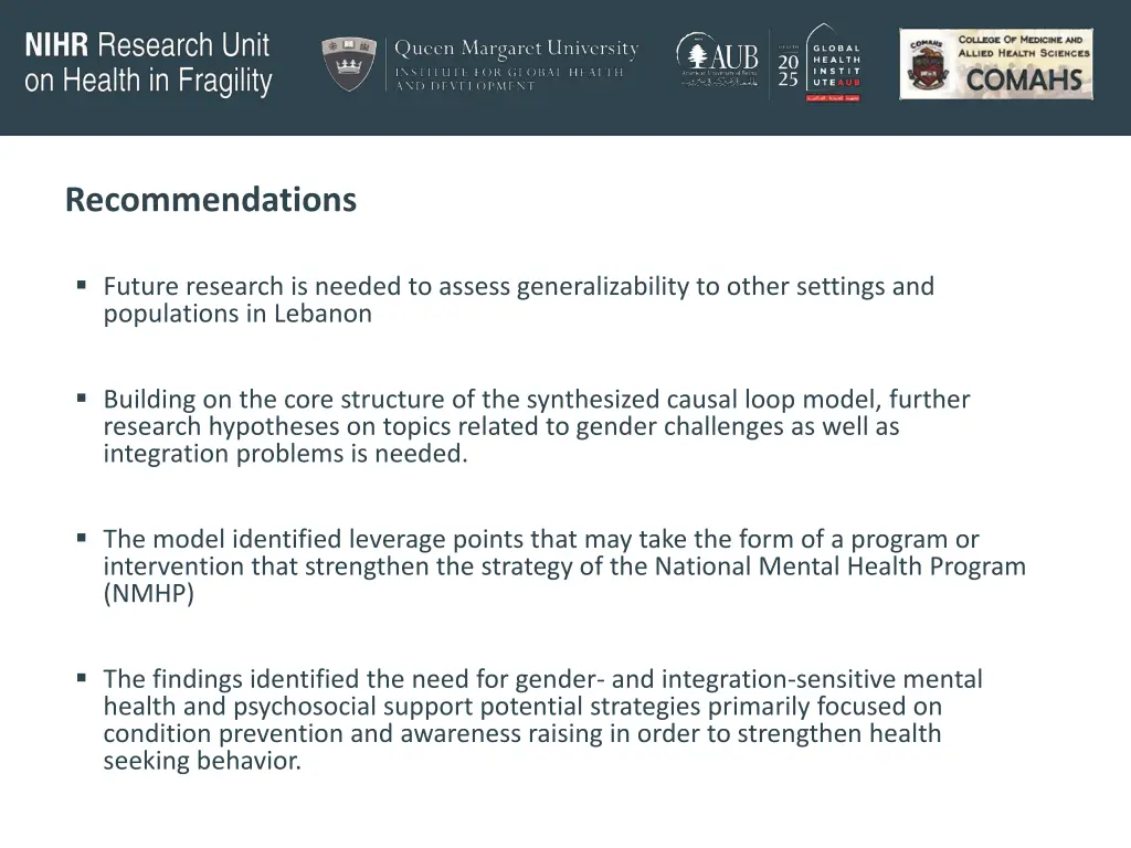 recommendations