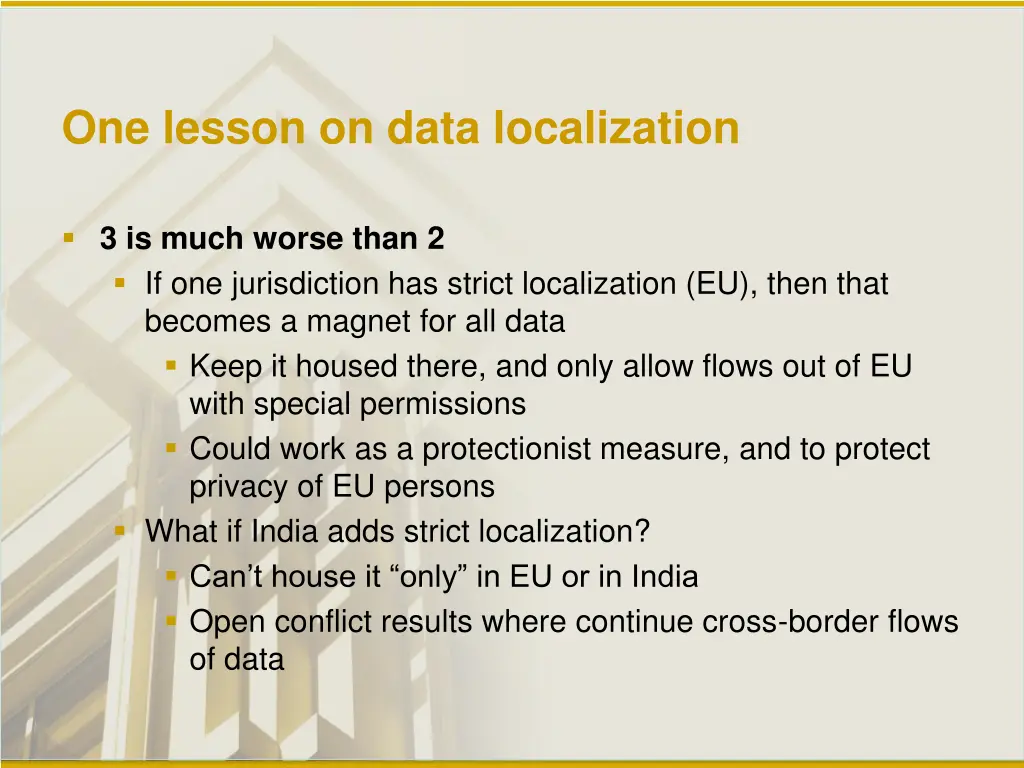 one lesson on data localization