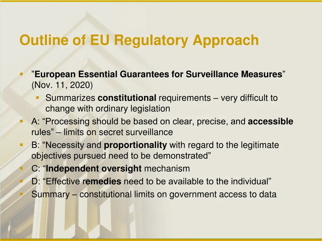 outline of eu regulatory approach
